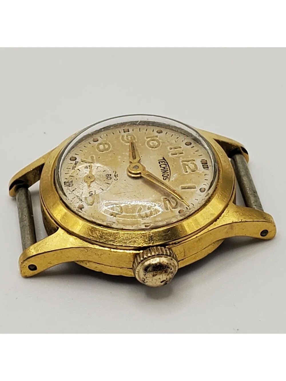 Vintage Technos Gold Filled 20 Microns Sub Dial Mechanical Watch Women Running
